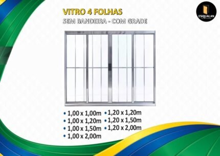 Vitro 4 Folhas sem Bandeira C/ Grade